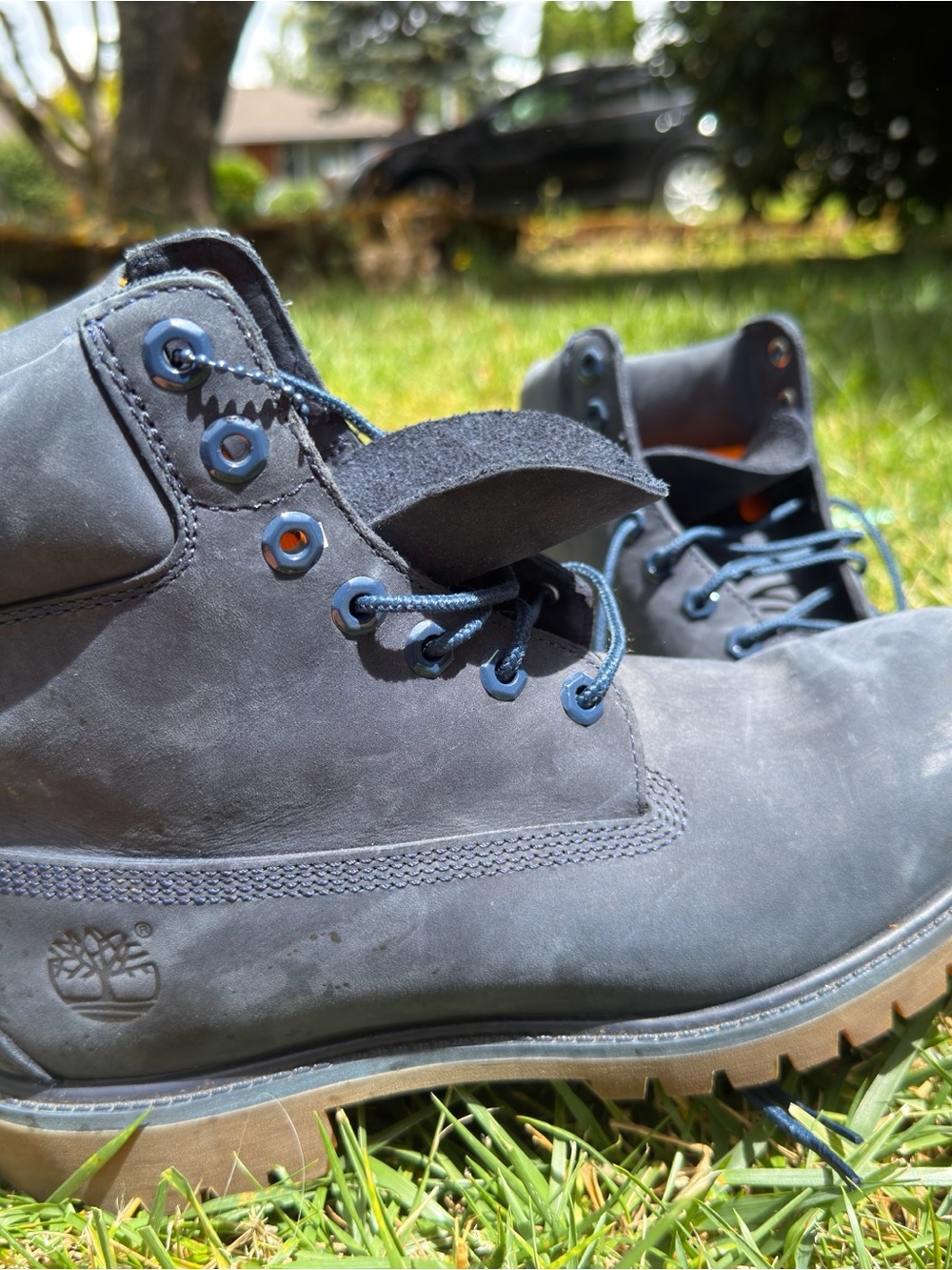 Timberland Men's Dark Navy Nubuck Lace-Up Work Boots